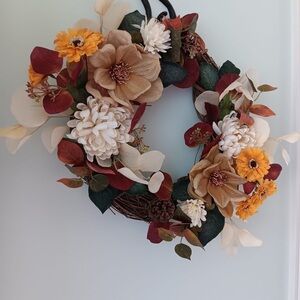Wreath Flippers Handcrafted 14" Bohemian Fall Harvest Wreath